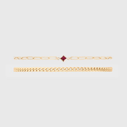 Cuffed by Nano LLC SMALL - 6.5" / July Birthstone + Gabi Curb Bracelet Stack