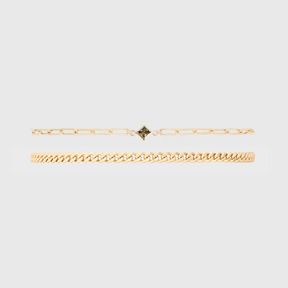 Cuffed by Nano LLC SMALL - 6.5" / August Birthstone + Gabi Curb Bracelet Stack