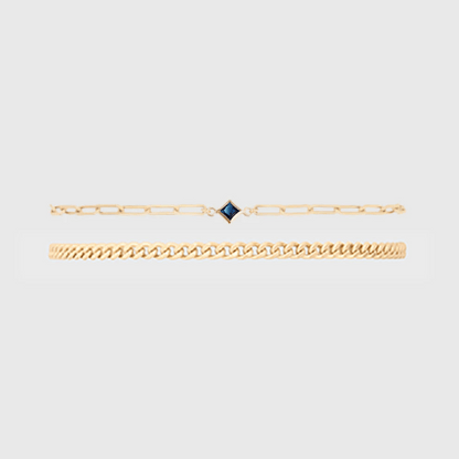 Cuffed by Nano LLC SMALL - 6.5" / September Birthstone + Gabi Curb Bracelet Stack