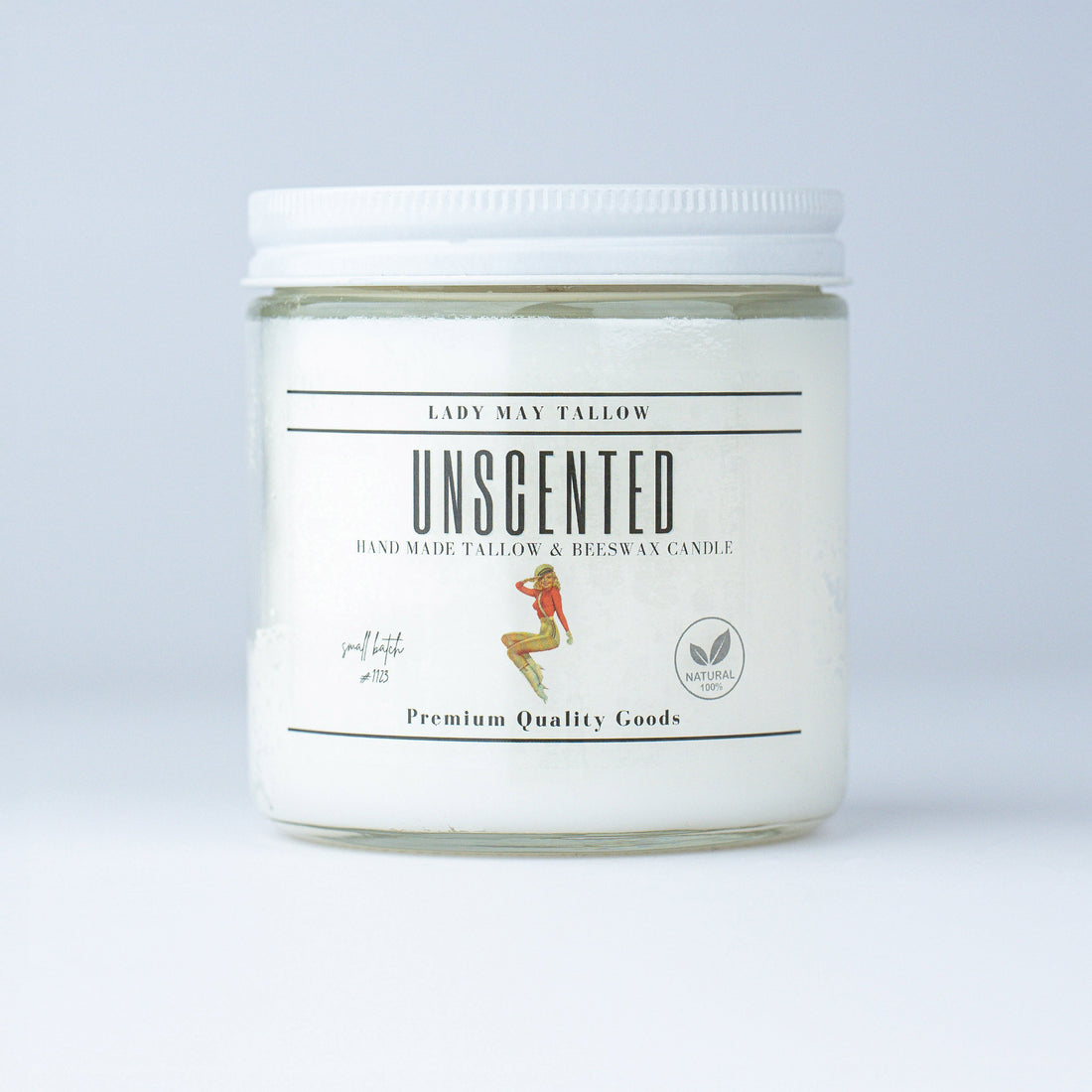 Unscented Tallow &amp; Beeswax Candle | All-Natural, Non-Toxic, Clean-Burning