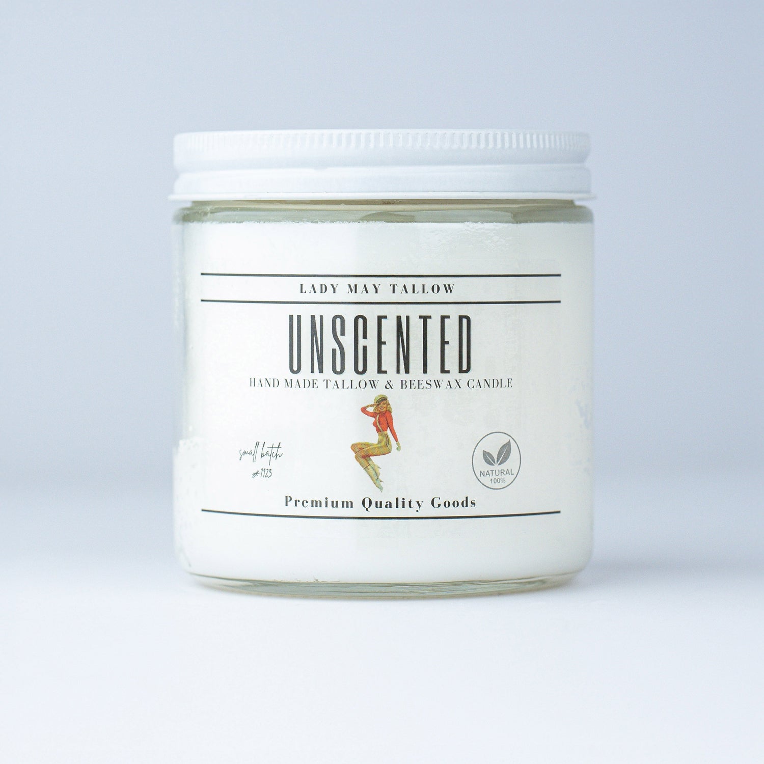 Unscented Tallow &amp; Beeswax Candle | All-Natural, Non-Toxic, Clean-Burning