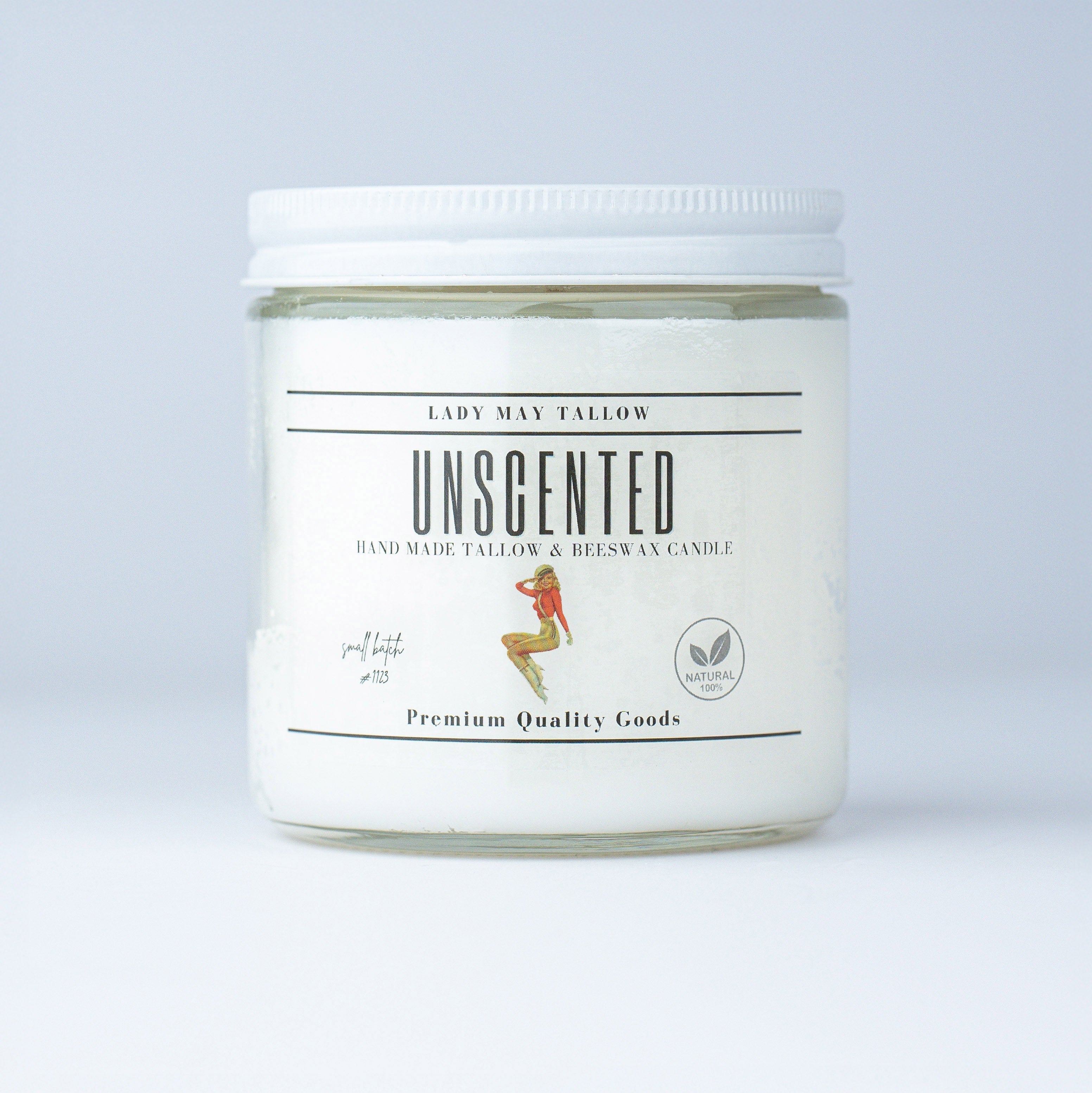 Unscented Tallow &amp; Beeswax Candle | All-Natural, Non-Toxic, Clean-Burning