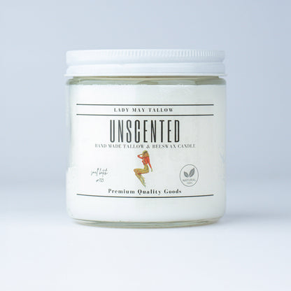 Unscented Tallow &amp; Beeswax Candle | All-Natural, Non-Toxic, Clean-Burning