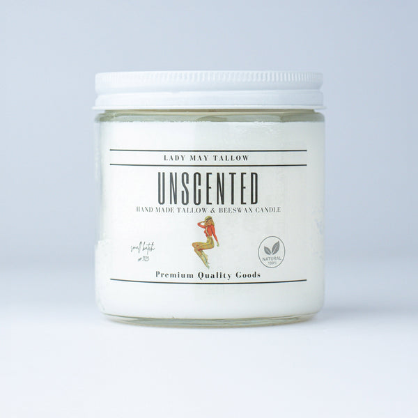 Unscented Tallow & Beeswax Candle | All-Natural, Non-Toxic, Clean-Burning - My American Goods
