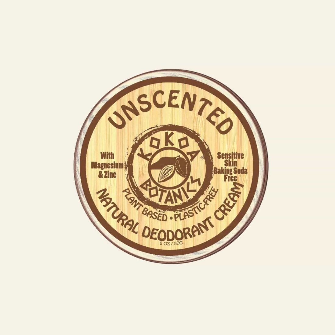 Unscented natural deodorant cream container with Koka Botaniks branding on a white background