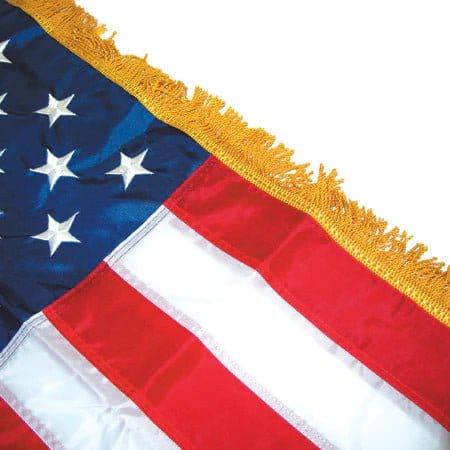 Flags Unlimited USA Flags U.S. Embroidered Nylon Pole-Hem &amp; Fringe Indoor Flag