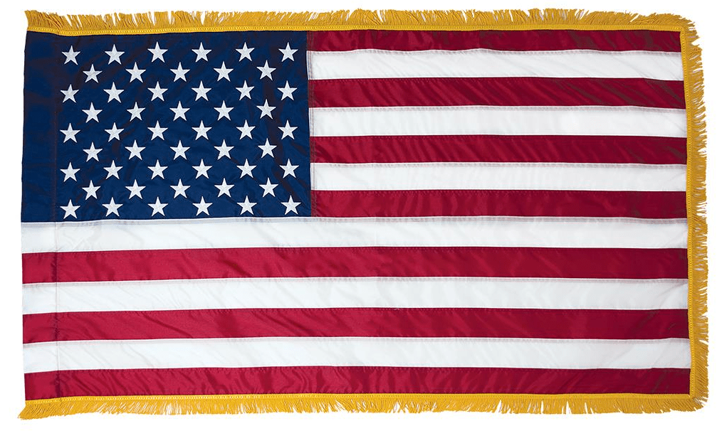 Flags Unlimited USA Flags U.S. Embroidered Nylon Pole-Hem &amp; Fringe Indoor Flag