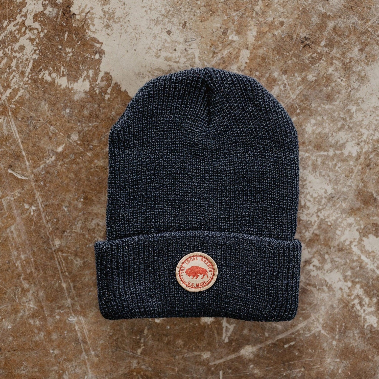 The Local Branch Hat Deep Navy Wool Bison Beanie - USA Made