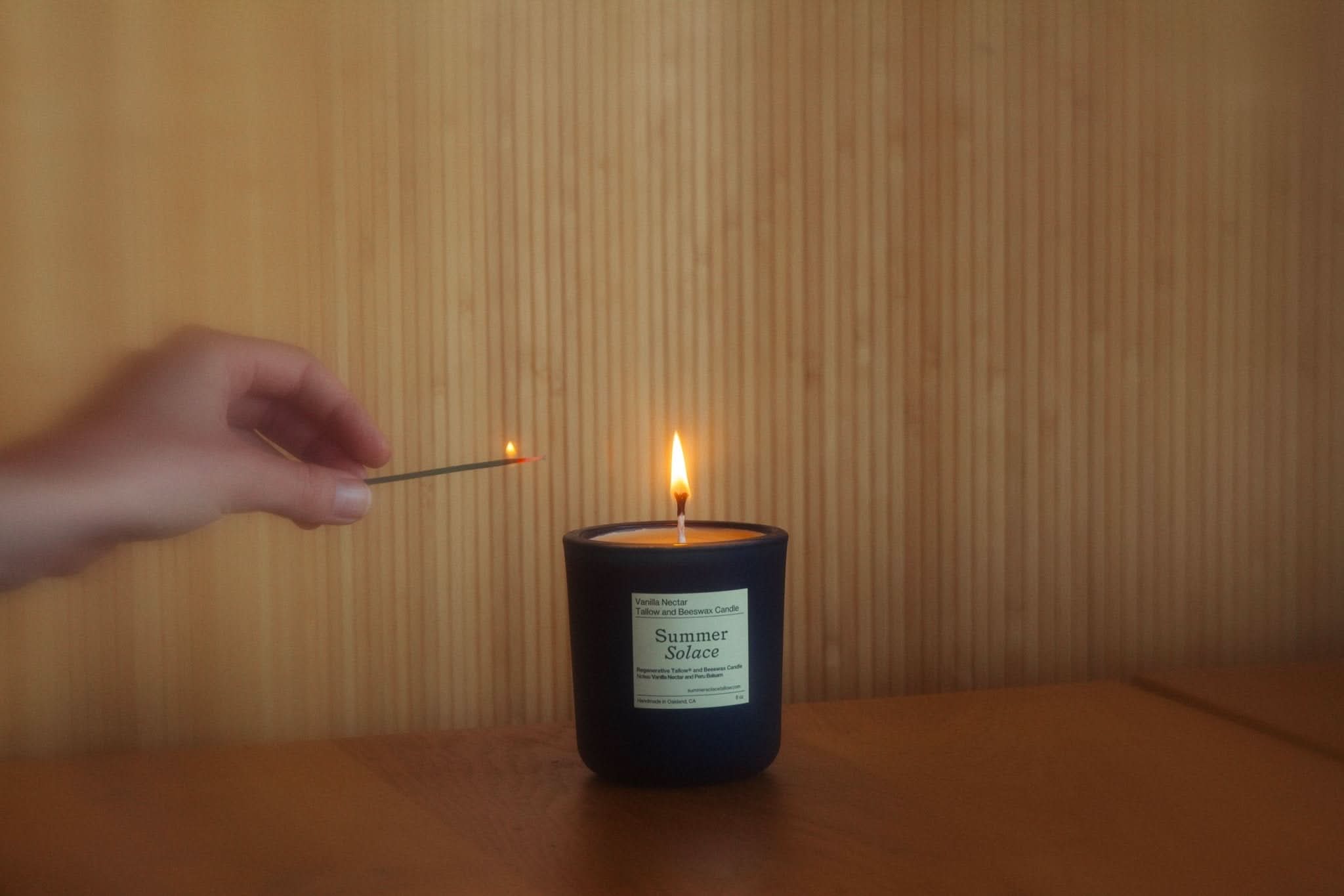 Summer Solace Tallow Tallow Candle Vanilla Nectar – Tallow &amp; Beeswax Candle with Peru Balsam | 8.5 oz