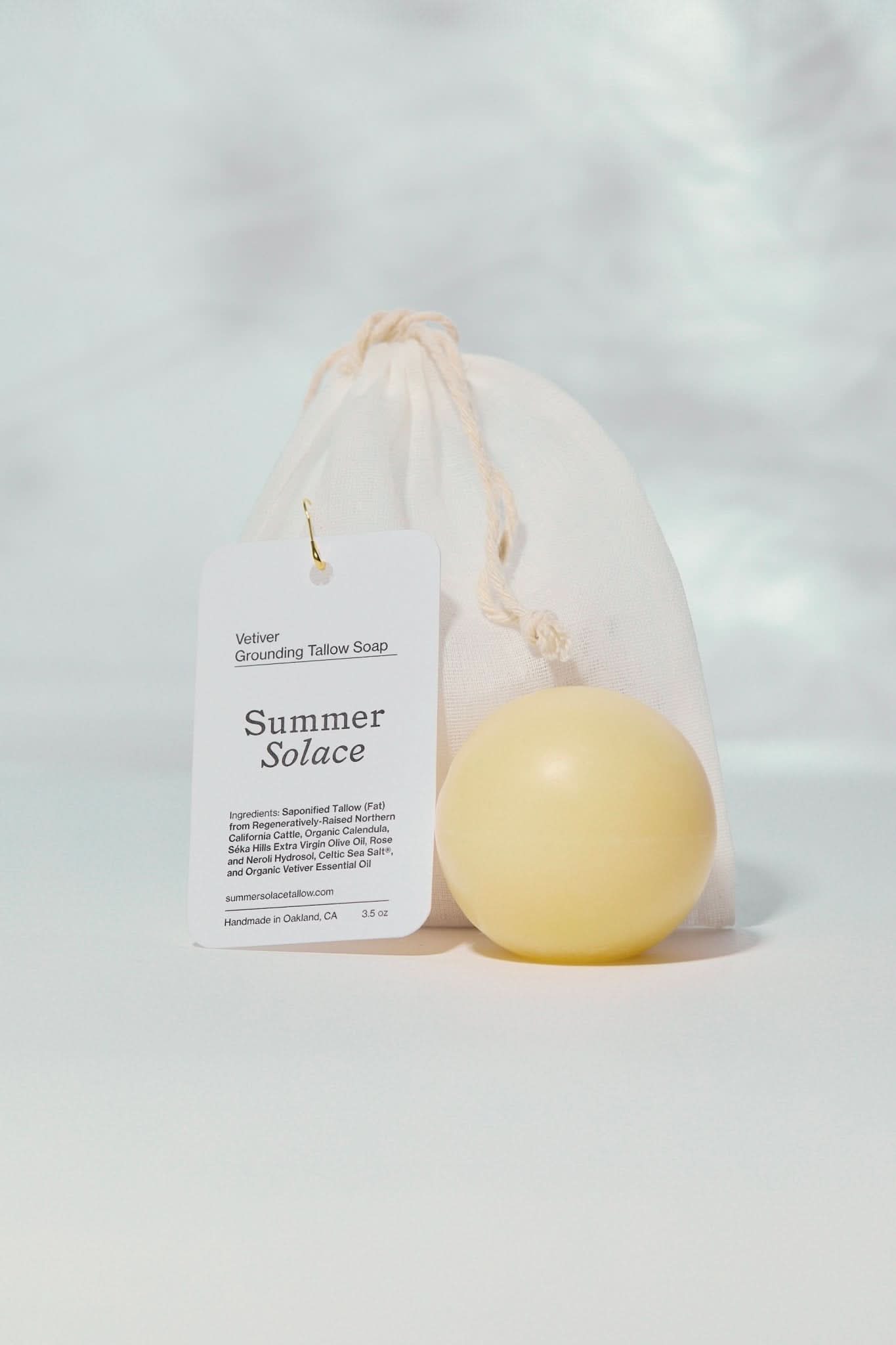 Summer Solace Tallow Tallow Soap Vetiver Sphere Soap – Grounding &amp; Earthy Aromatic Cleanser
