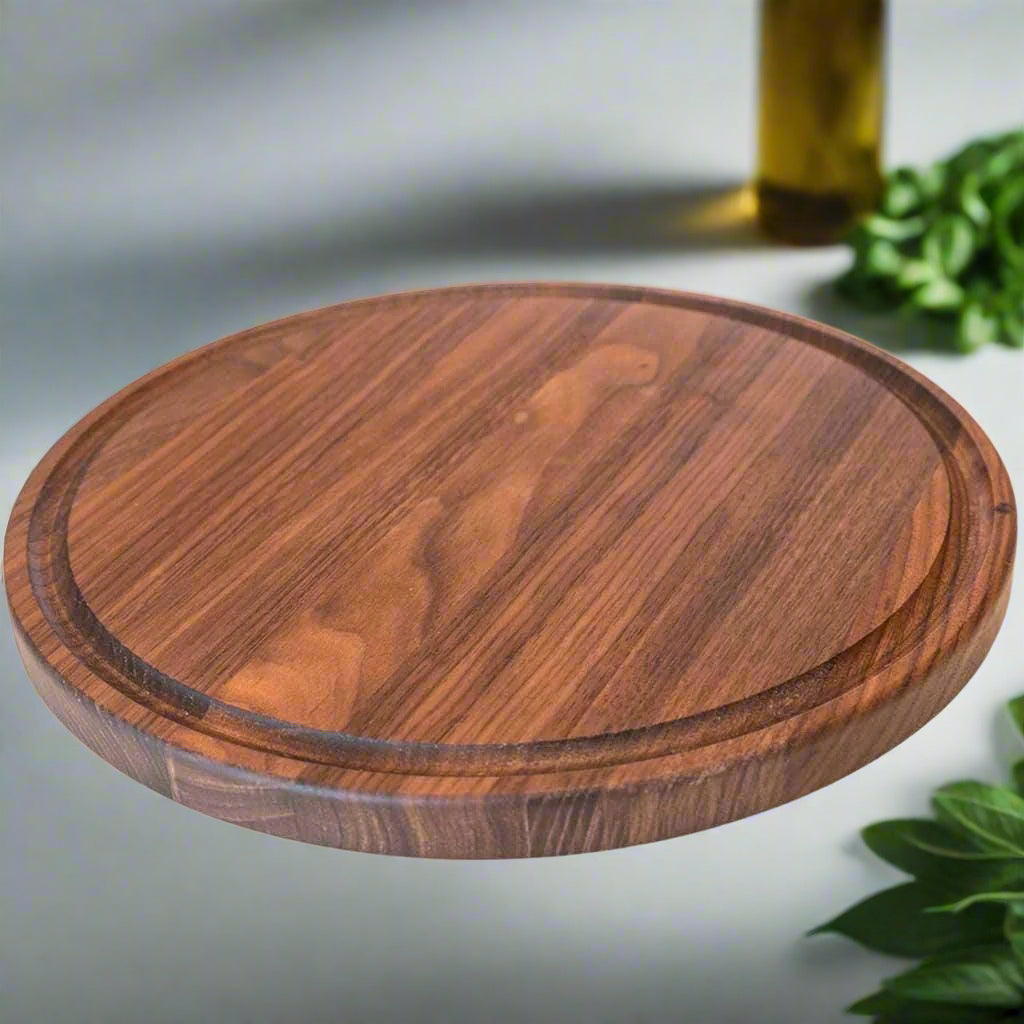 Small Round Walnut Charcuterie Board - My American Goods