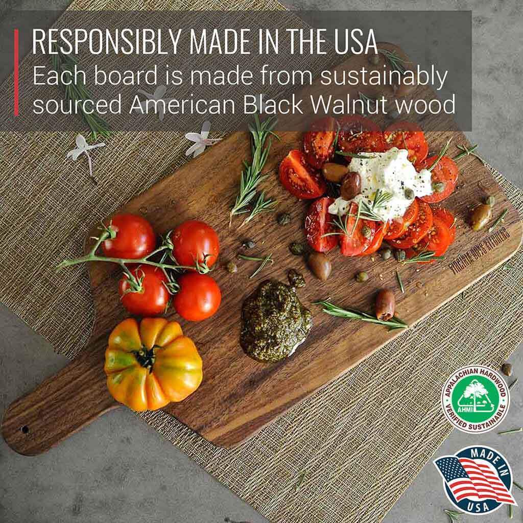 Walnut Cutting Board and Charcuterie Paddle with Handle - My American Goods