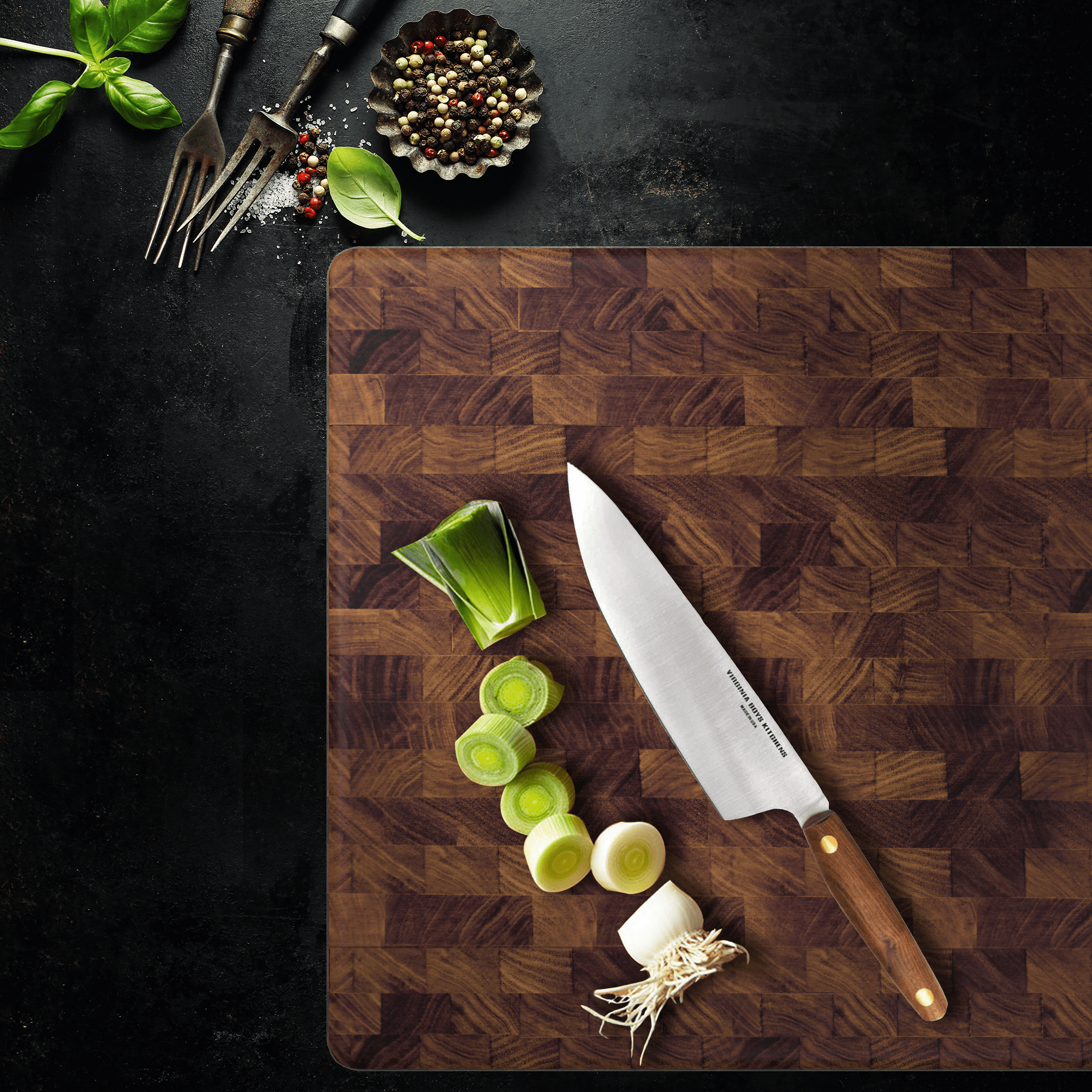 Medium End Grain Walnut Wood Butcher Block - My American Goods