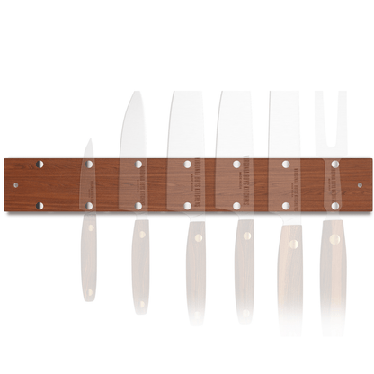 Wall Mounted Magnetic Walnut Wood Knife Rack - Holds 7 Knives - My American Goods