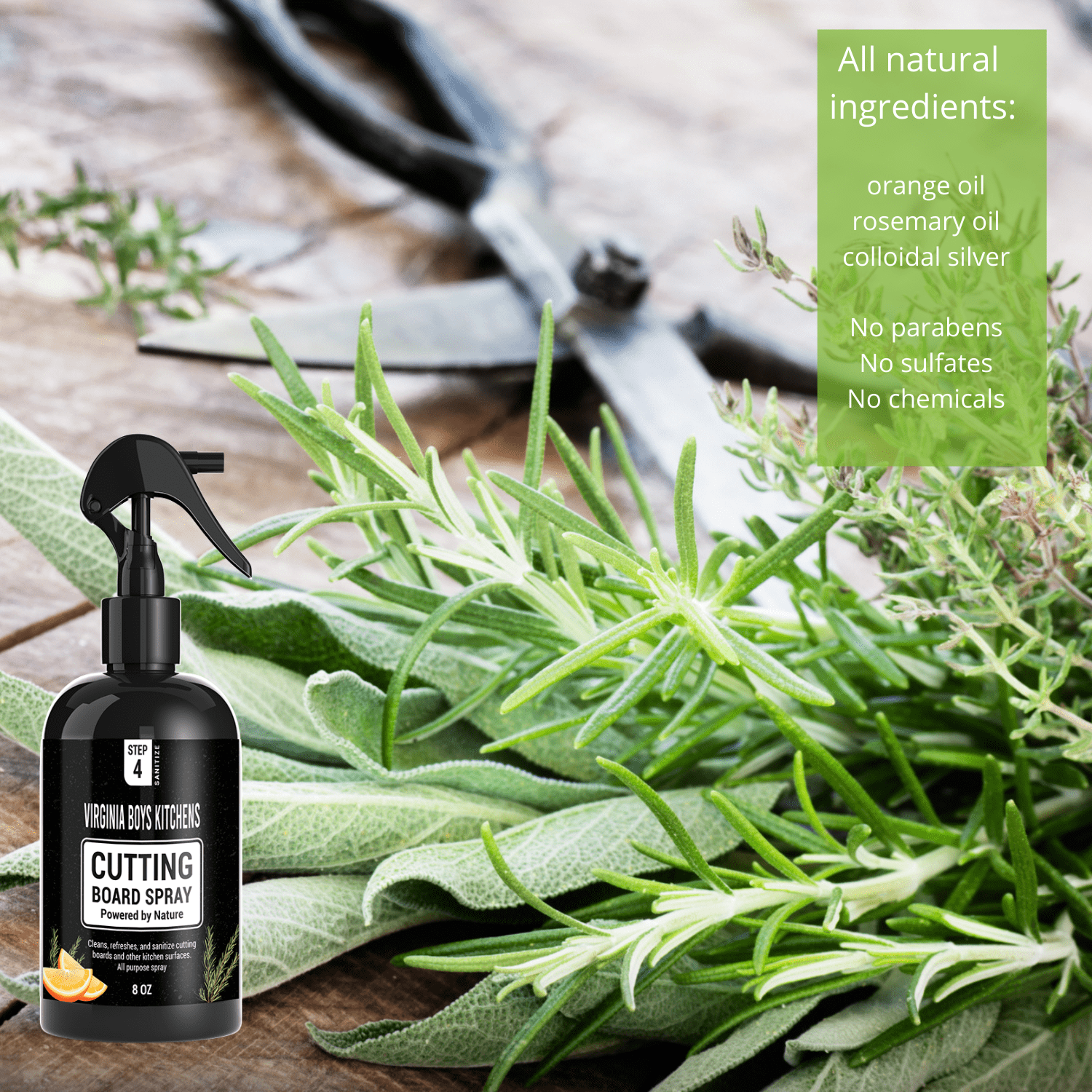 Cutting Board Spray - Multipurpose Home and Kitchen Disinfectant Spray - Colloidal Silver &amp; Essential Oils - My American Goods