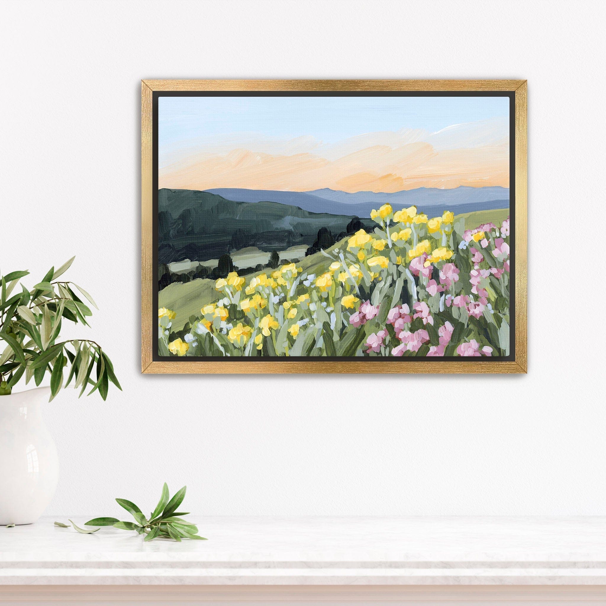 Katie Garrison Art Print Stretched Canvas / 8x10 in / Gold Frame "Wasatch Wildflowers" Art Print