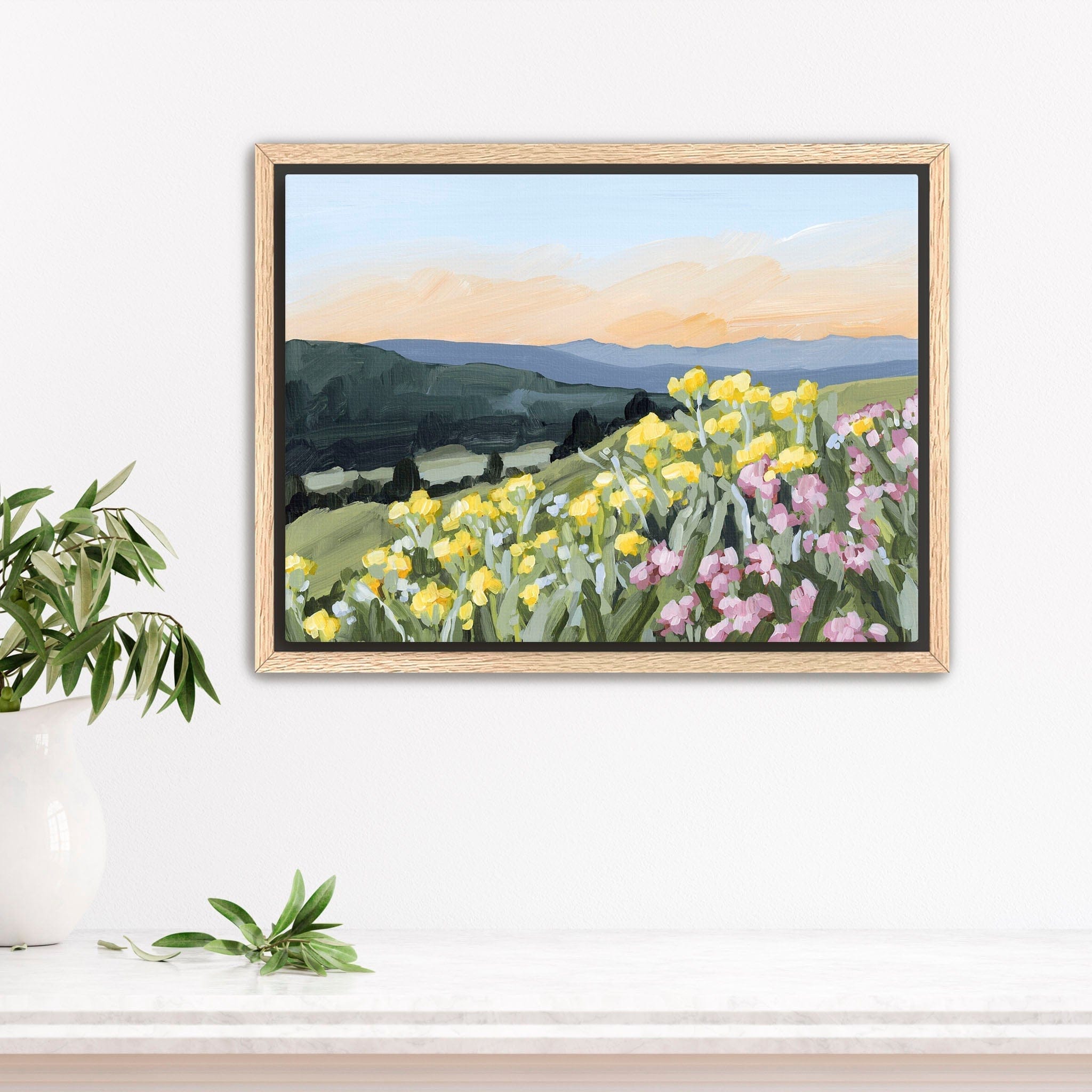 Katie Garrison Art Print Stretched Canvas / 8x10 in / Oak Frame "Wasatch Wildflowers" Art Print