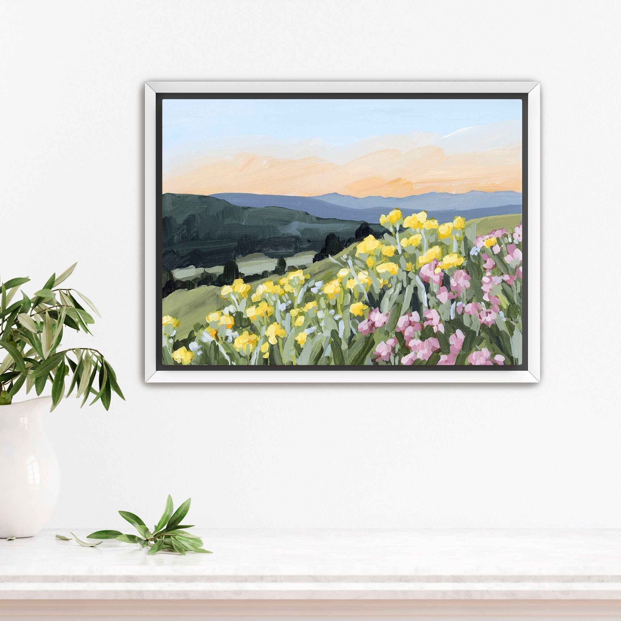 Katie Garrison Art Print Stretched Canvas / 8x10 in / White Frame "Wasatch Wildflowers" Art Print