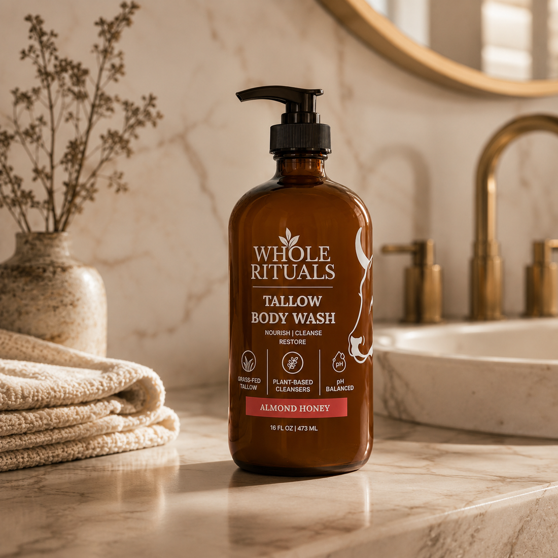 Almond Honey Tallow Body Wash – 16 oz