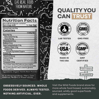Vanilla Powder - 28 servings - Organic Ground Whole Vanilla Beans - My American Goods