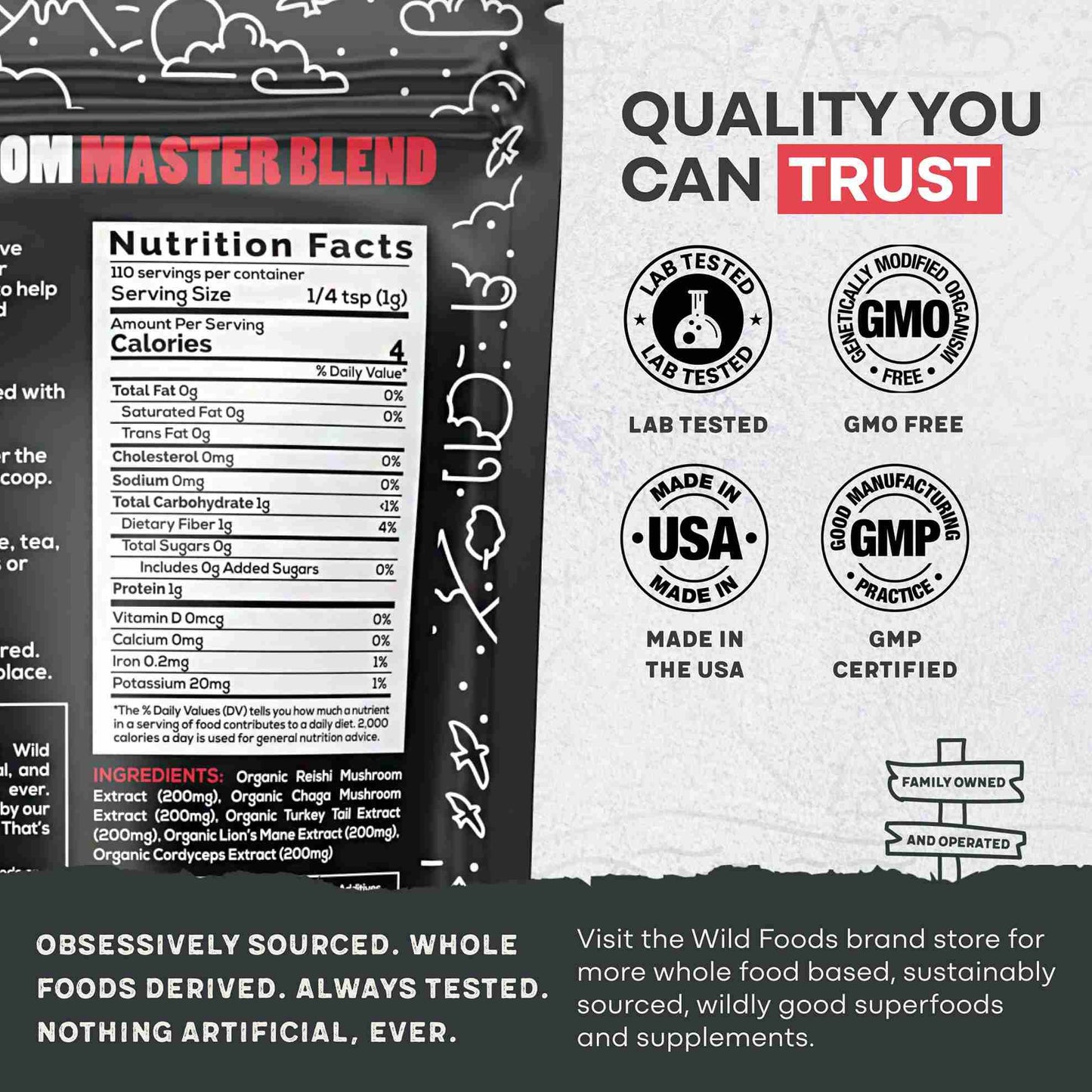 Master Mushrooms Blend, 110 servings – Immune Boosting Adaptogenic Mushrooms - My American Goods