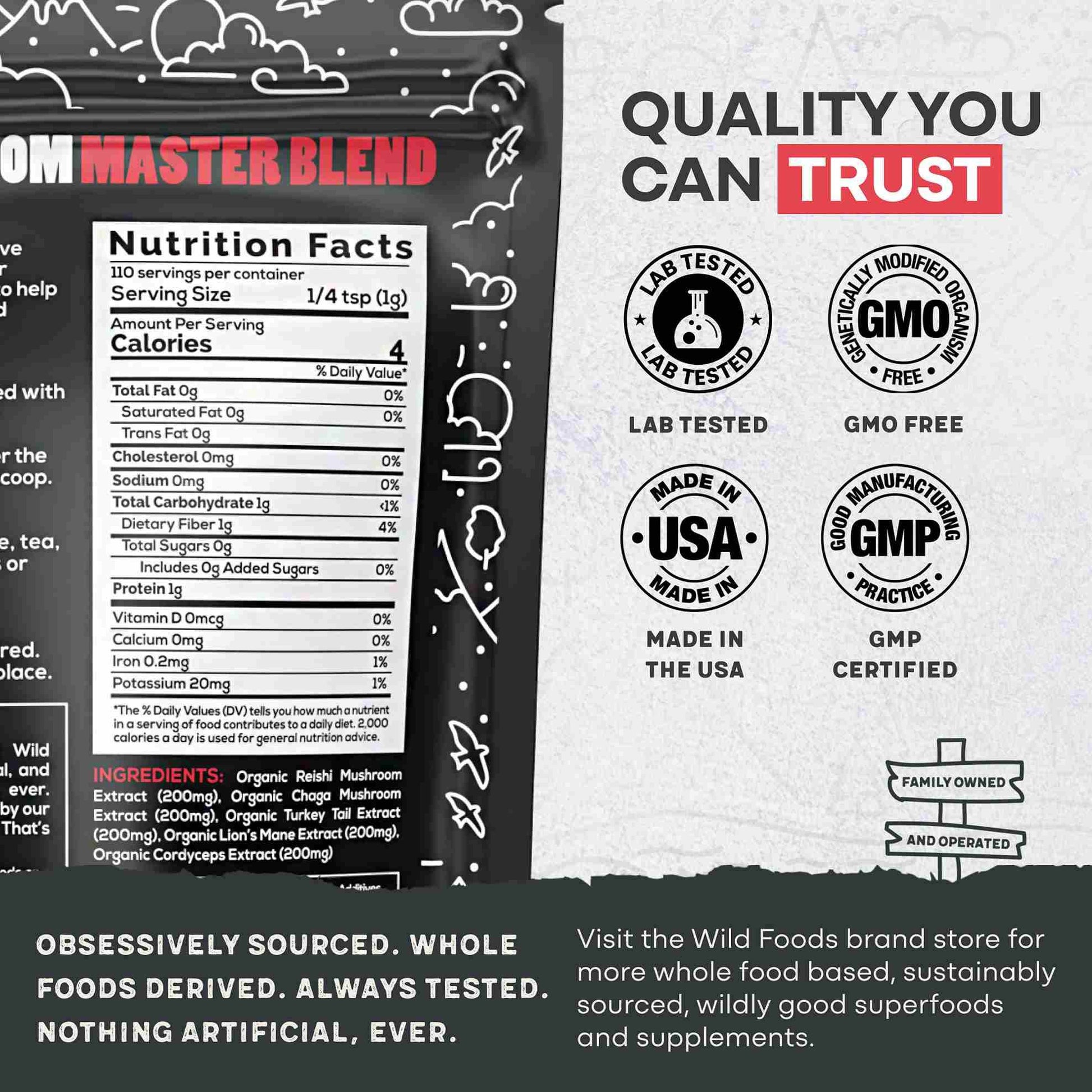 Master Mushrooms Blend, 110 servings – Immune Boosting Adaptogenic Mushrooms - My American Goods