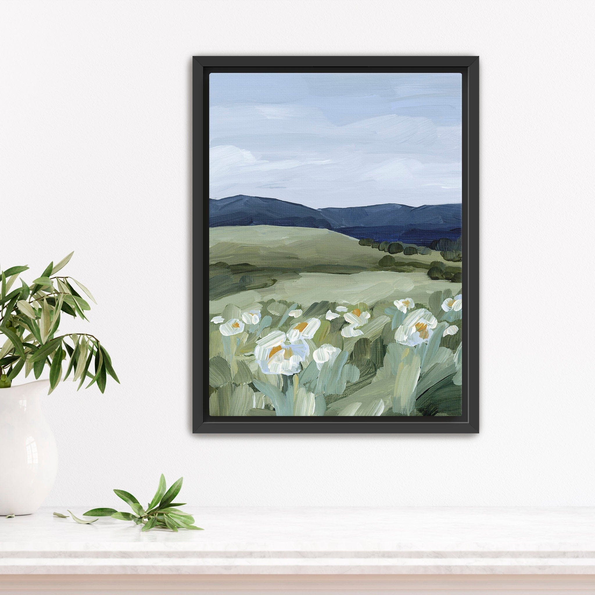 Katie Garrison Art Print Stretched Canvas / 8x10 in / Black Frame "Wild Poppies" Art Print
