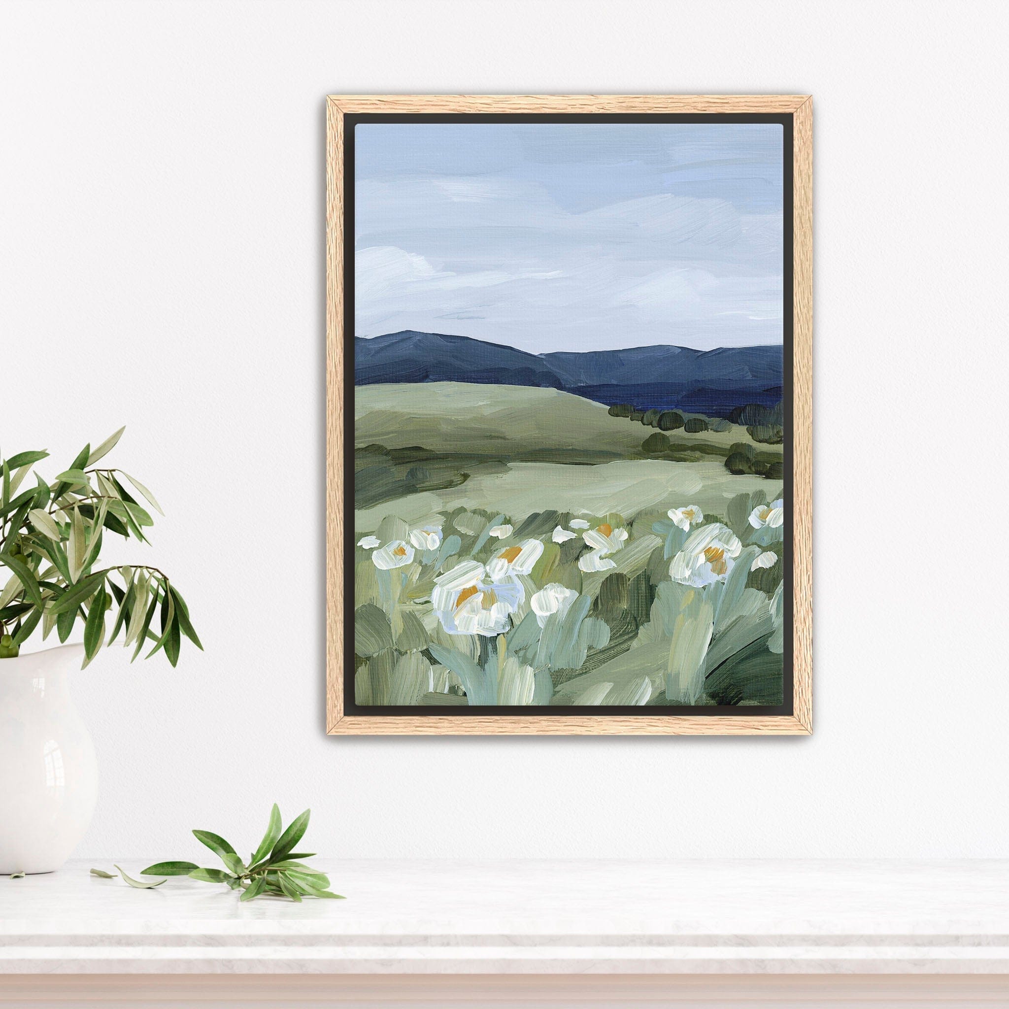Katie Garrison Art Print Stretched Canvas / 8x10 in / Oak Frame "Wild Poppies" Art Print