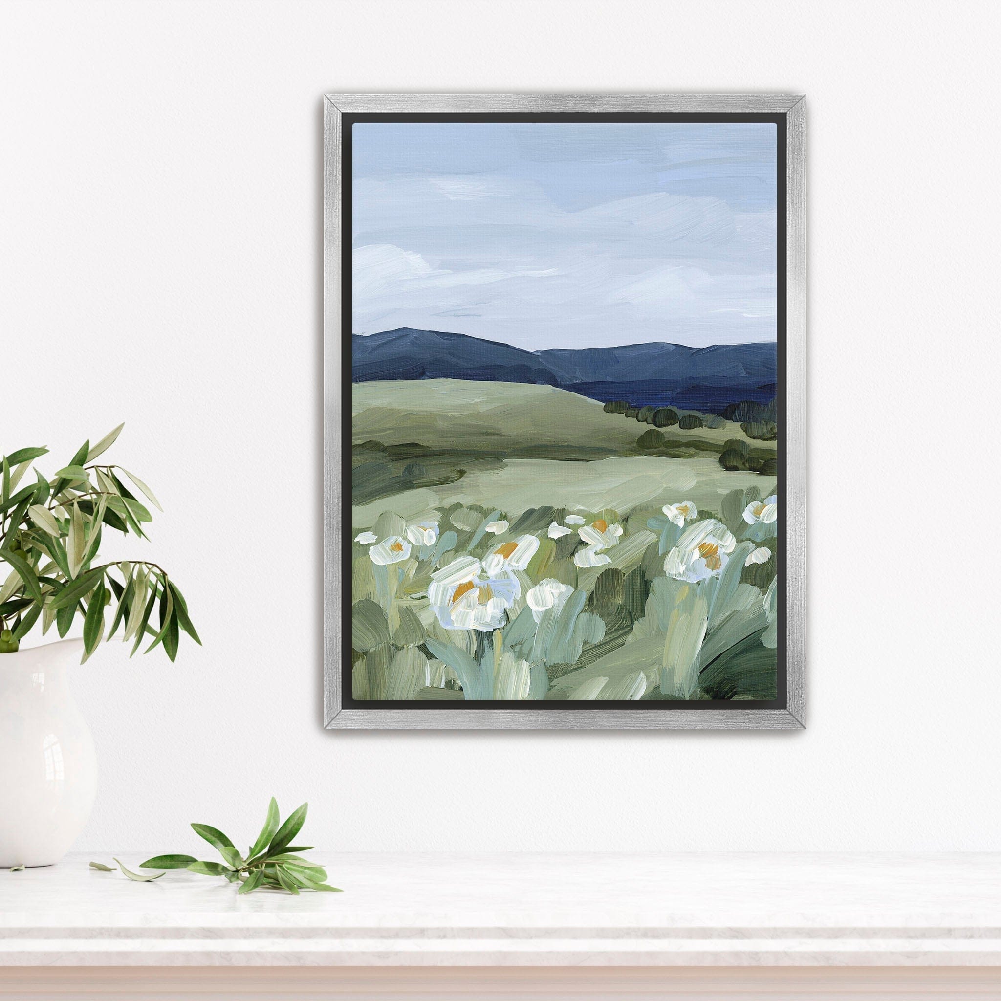 Katie Garrison Art Print Stretched Canvas / 8x10 in / Silver Frame "Wild Poppies" Art Print