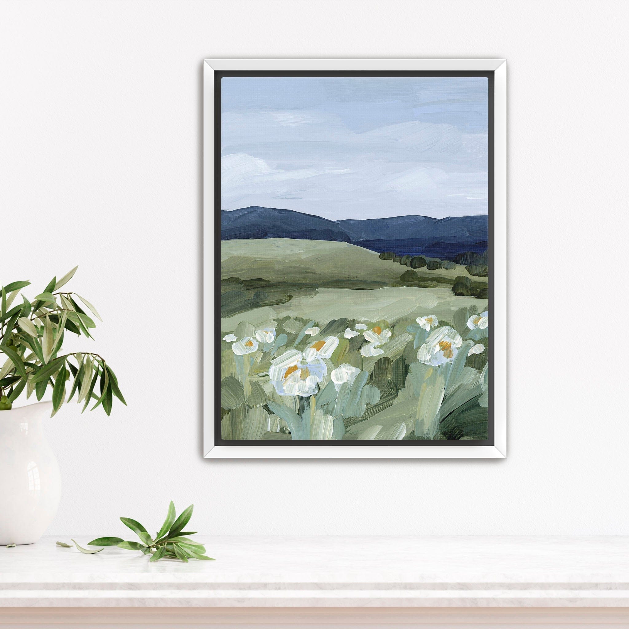 Katie Garrison Art Print Stretched Canvas / 8x10 in / White Frame "Wild Poppies" Art Print
