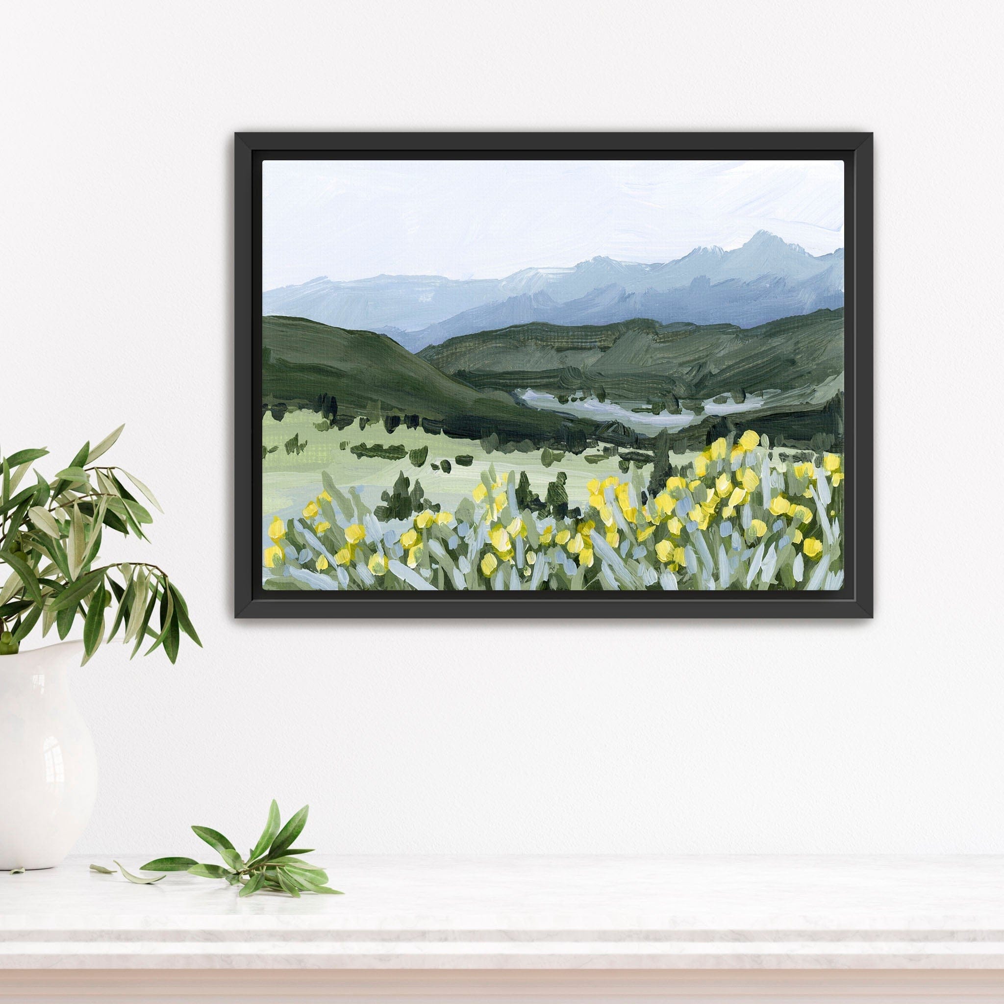 Katie Garrison Art Print Stretched Canvas / 8x10 in / Black Frame "Wildflower Hike" Art Print
