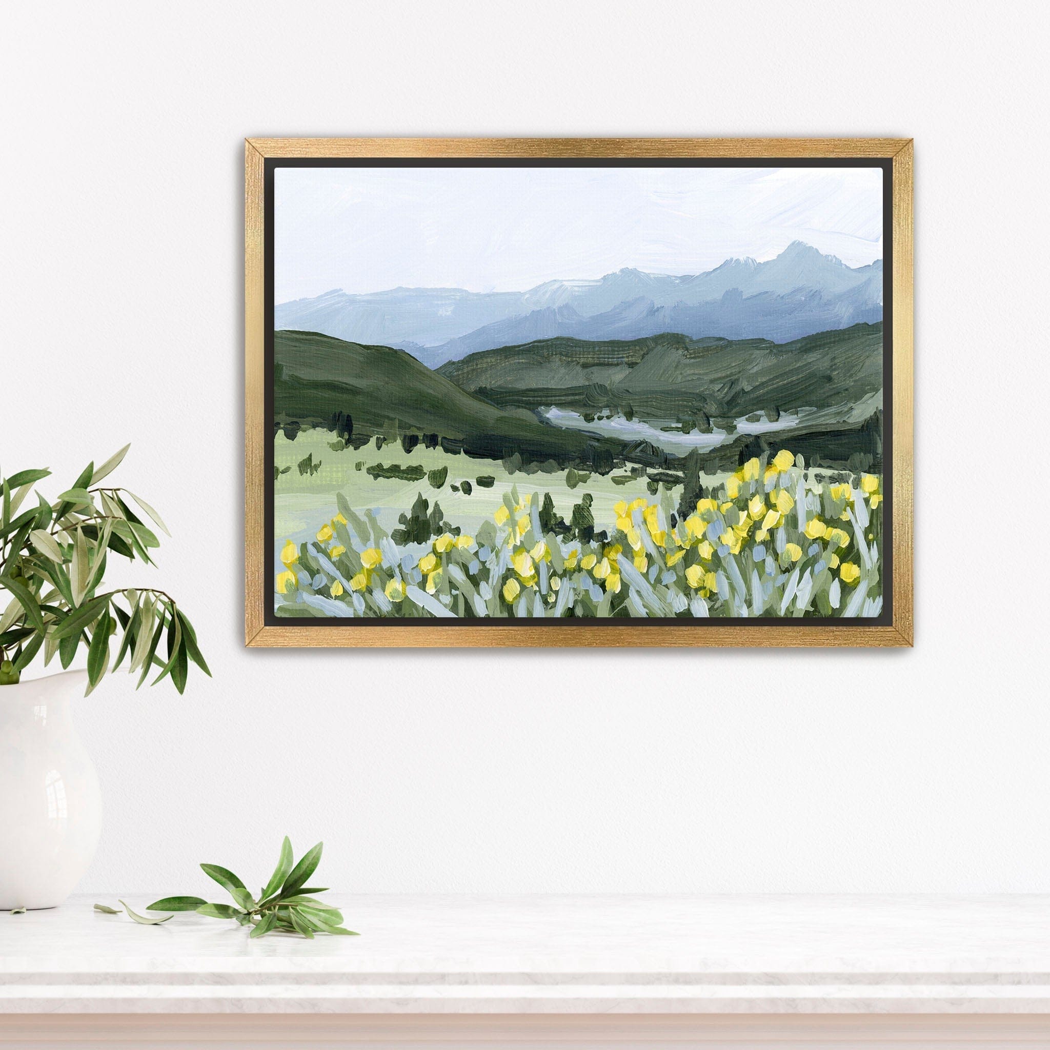 Katie Garrison Art Print Stretched Canvas / 8x10 in / Gold Frame "Wildflower Hike" Art Print