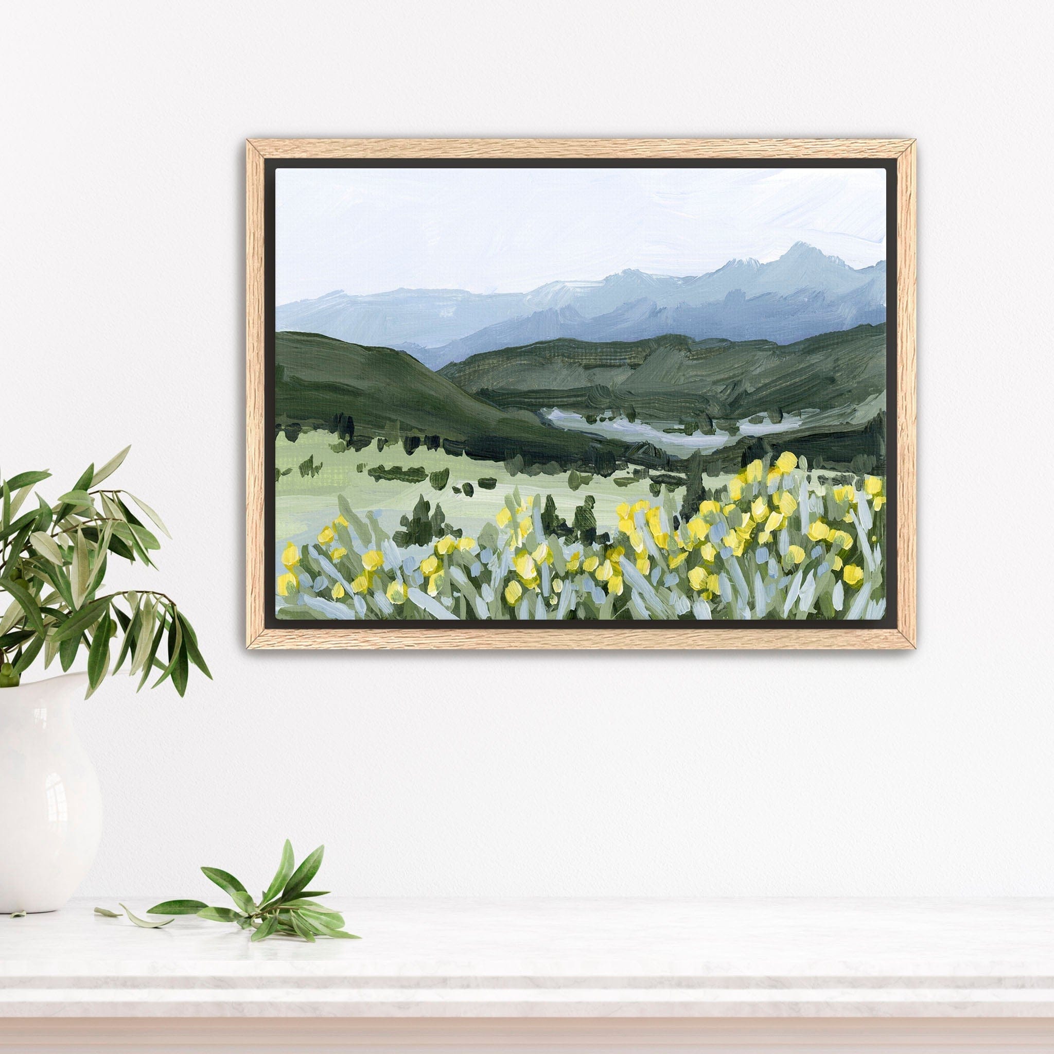 Katie Garrison Art Print Stretched Canvas / 8x10 in / Oak Frame "Wildflower Hike" Art Print