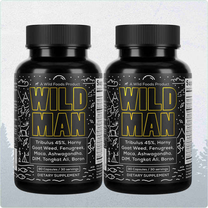 Wild Foods Supplements 2x - 180 caps (Save $5!) Wild Man Herbal Stack – Male Hormone Balance &amp; Performance