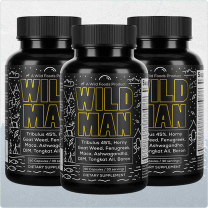 Wild Foods Supplements 3x - 270 caps (Save $15!) Wild Man Herbal Stack – Male Hormone Balance &amp; Performance