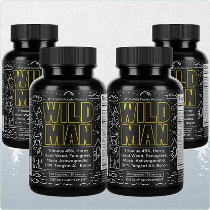 Wild Foods Supplements 4x - 360 caps (Save $30!) Wild Man Herbal Stack – Male Hormone Balance &amp; Performance