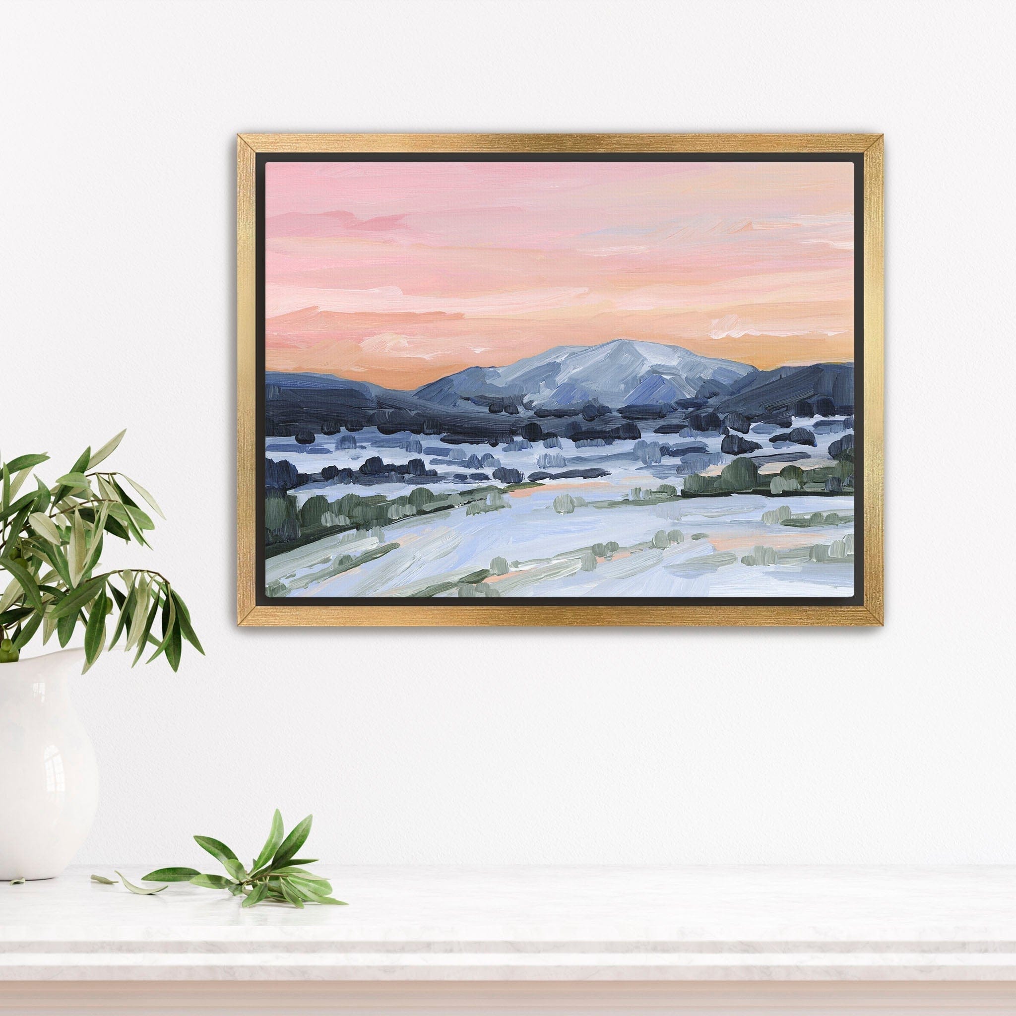 Katie Garrison Art Print Stretched Canvas / 8x10 in / Gold Frame "Winter Sky" Art Print