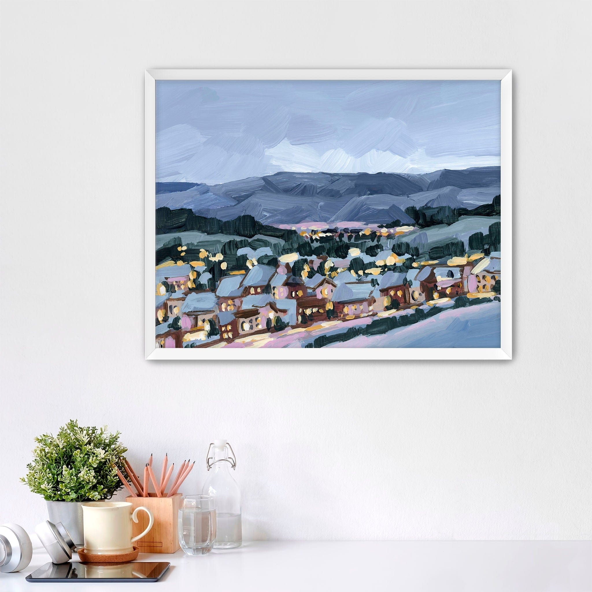 Katie Garrison Art Print Paper Print / 5x7 in / White Frame "Winter Village" Art Print