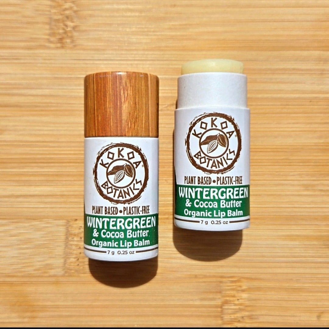 KOKOA BOTANICS Health &amp; Beauty WINTERGREEN - Natural Organic Lip Balm - Plastic-Free .25 oz