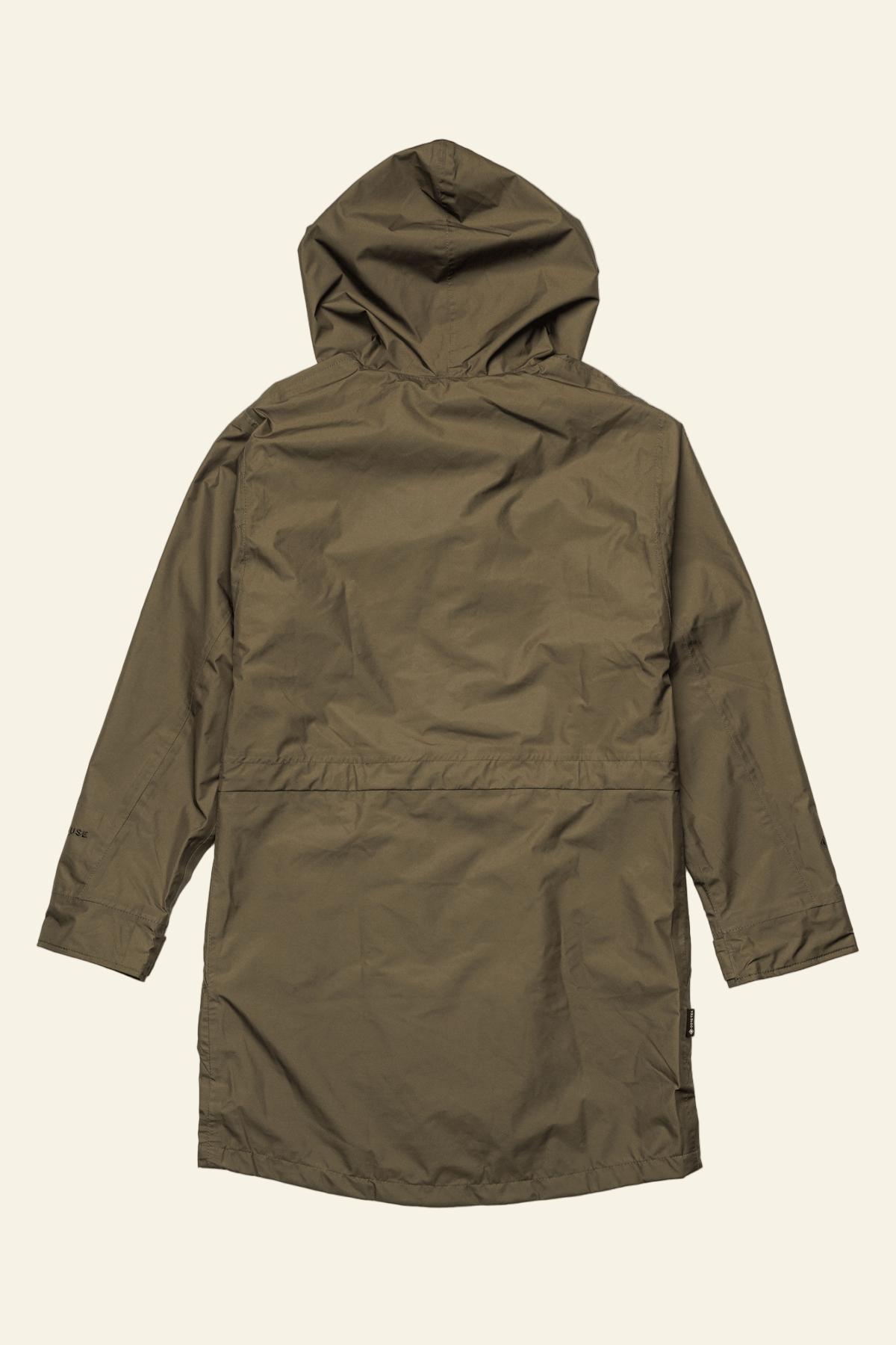 Green hooded coat on a white background