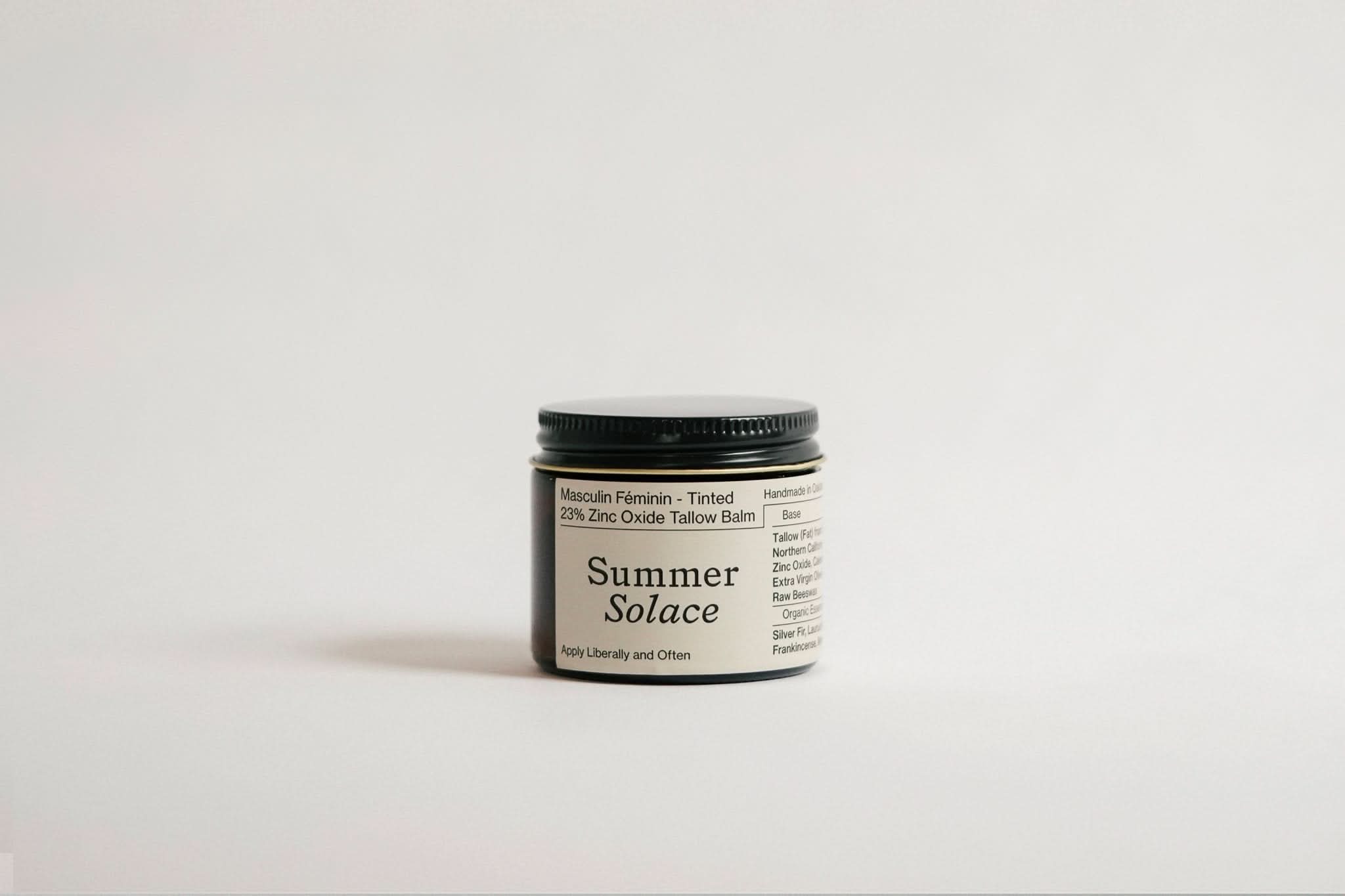 Summer Solace Tallow SPF 23% Non-Nano Zinc Tinted Tallow Balm | Tinted and Scented